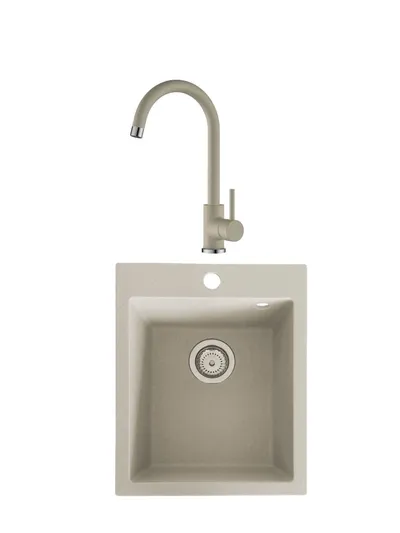 Valterra Granitna sudopera sa lučnom slavinom VTR404, 420 x 500 mm, Bež
