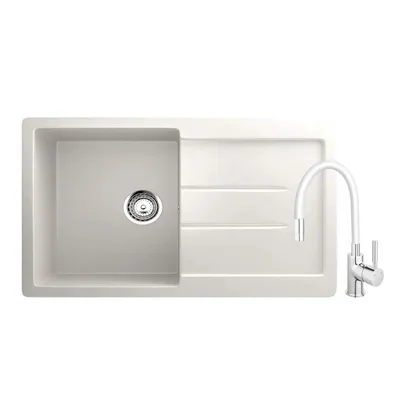 Valterra Granitna sudopera V507 sa flexy slavinom, 770 x 500 mm, Bijela
