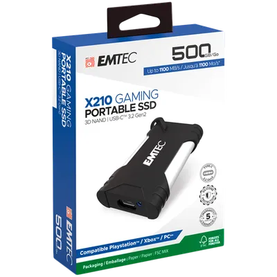 Emtec Eksterni SSD disk X210G, 500 GB, USB-C