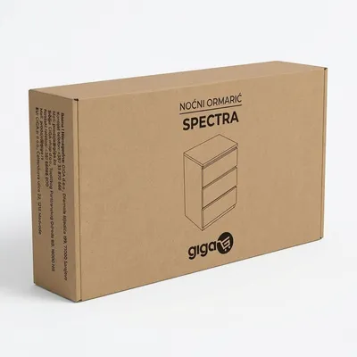 Giga Spectra Noćni ormarić, Tri ladice, Bež
