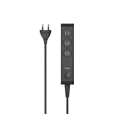 Hama Produžni kabl, USB-A, 6 portova, Crni