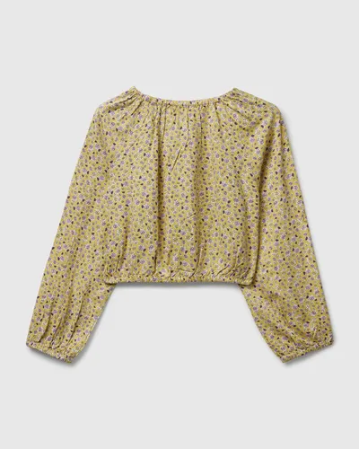 Benetton Košulja dugih rukava za djevojčice 5T2ECQ04HG-66R-XL, Žuta