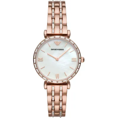 EMPORIO ARMANI Ženski ručni sat AR11294, Kvarcni mehanizam, Bijelo kućište, Rose gold