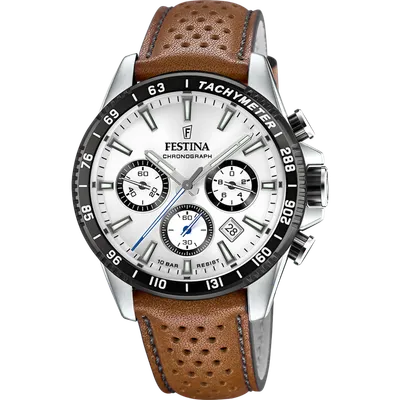 FESTINA Muški ručni sat F20561/1, Kvarcni mehanizam, Bijelo kućište, Smeđe boje
