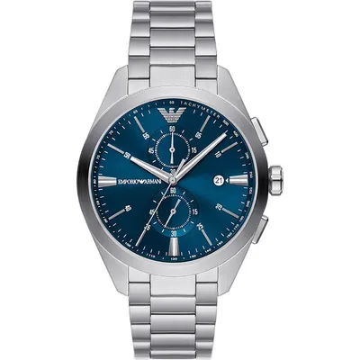 EMPORIO ARMANI Muški ručni sat AR11541, Kvarcni mehanizam, Plavo kućište, Srebrne boje