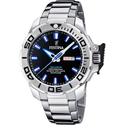 FESTINA Muški ručni sat F20665/3, Kvarcni mehanizam, Crno kućište, Srebrne boje