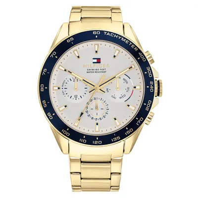 TOMMY HILFIGER Muški ručni sat TH1791969, Kvarcni mehanizam, Bijelo kućište, Zlatne boje