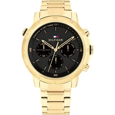 TOMMY HILFIGER Muški ručni sat 1792109, Kvarcni mehanizam, Crno kućište, Zlatne boje
