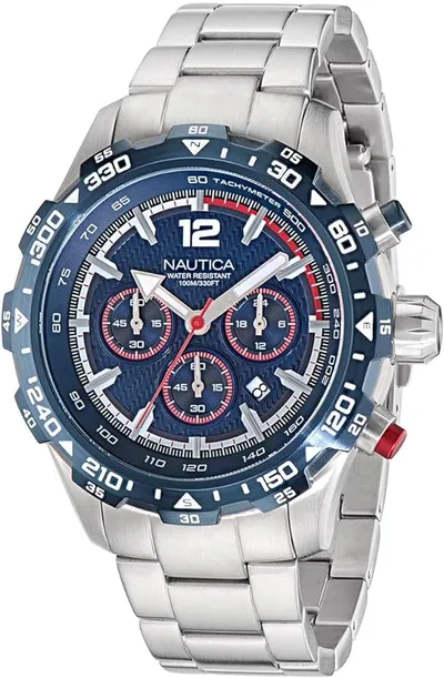 NAUTICA Muški ručni sat NAPNSS404, Kvarcni mehanizam, Plavo kućište, Srebrne boje