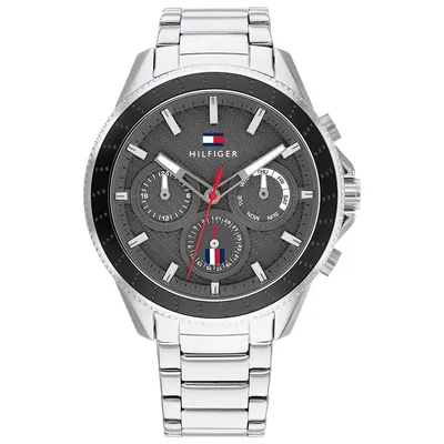 TOMMY HILFIGER Muški ručni sat TH1791857, Kvarcni mehanizam, Sivo kućište, Srebrne boje