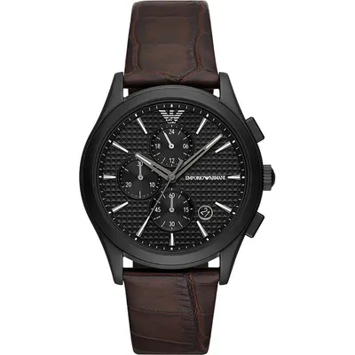 EMPORIO ARMANI Muški ručni sat AR11549, Kvarcni mehanizam, Crno kućište, Smeđe boje