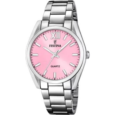 FESTINA Ženski ručni sat F20622/M, Kvarcni mehanizam, Roze kućište, Srebrne boje