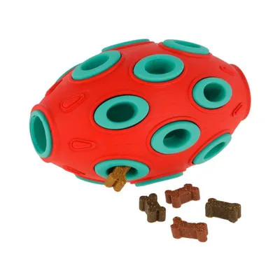 KERBL Igračka za pse Ragbi lopta ToyFastic, Crveno-zelena