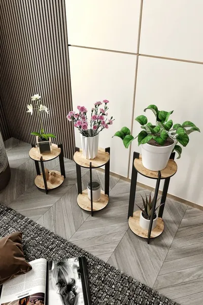 Hanah Home Stalak za cvijeće Okrugli sto za cvijeće, hrast