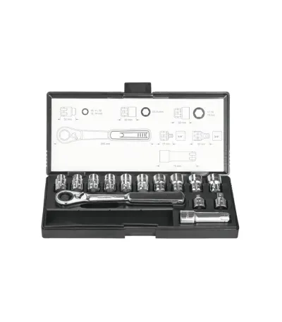 Makita Set nasadnih ključeva B-65595, 1/4", 3/8", 10-19 mm, 14 dijelova