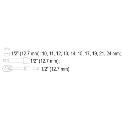 Sthor Set Nasadnih Ključeva S Priborom 1/2'' 12 Kom