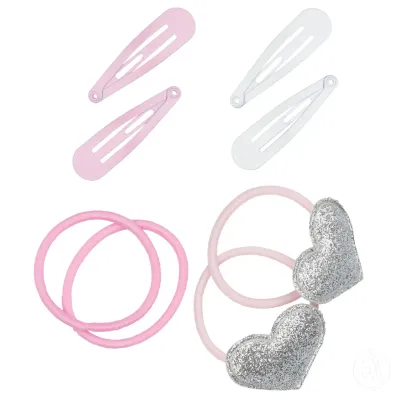 Infinity Set Šnalica i gumica za kosu, Roze