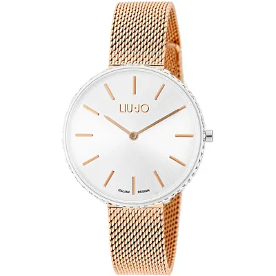 LIU JO Ženski ručni sat TLJ1415, Kvarcni mehanizam, Bijelo kućište, Rose gold