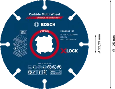 BOSCH Ploča rezna multi 125x22,23mm x-lock expert, Plava