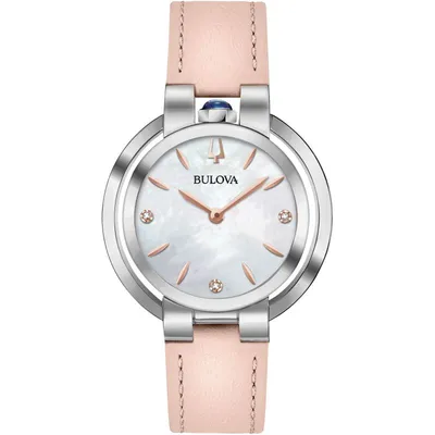 BULOVA Ženski ručni sat 96P197, Kvarcni mehanizam, Bijelo kućište, Roze