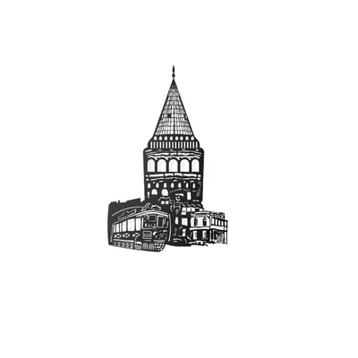 Wallity Zidna dekoracija Galata toranj, crna