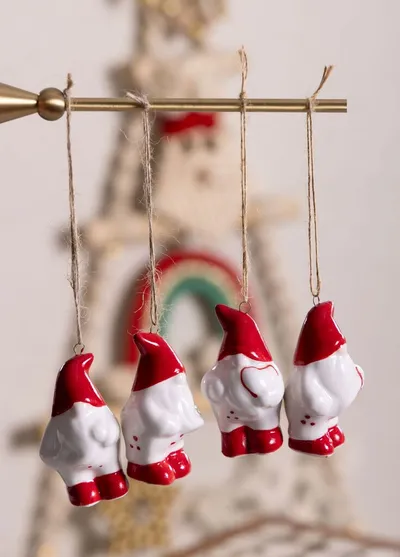 Aberto Design Set ukrasnih predmeta SUS0169, 4 dijela, Crvena i bijela