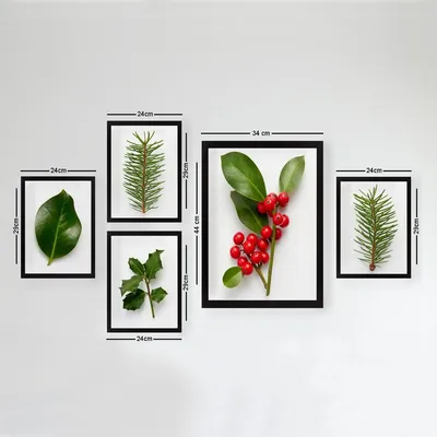Wallity Set slika u okviru od MDF-a SET_068, 5 dijelova
