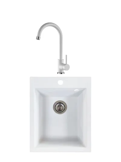Valterra Granitna sudopera V404 sa lučnom slavinom, 420 x 500 mm, Bijela
