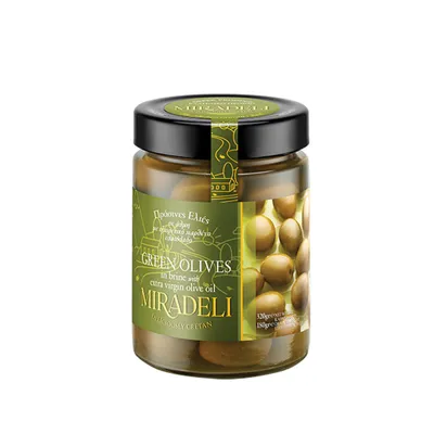 Miradeli Zelene masline u slanoj otopini u tegli, 320g