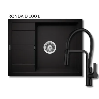 Schock Granitna sudopera Ronda D-100L sa tuš slavinom, Crna