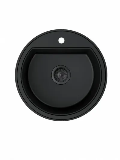 Valterra Okrugla granitna sudopera Como, 510 mm, Crna