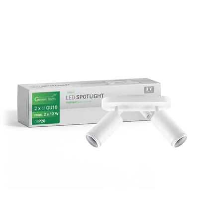 Gama Set 2 komada Led Spot svjetiljka Green Tech, Gu10, Bijela