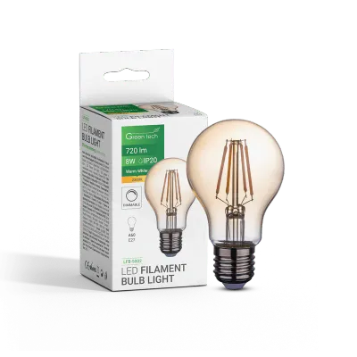 Gama Led Filament žarulja Green Tech, 4 W, 2700 K, E27, Dimabilna, Providna