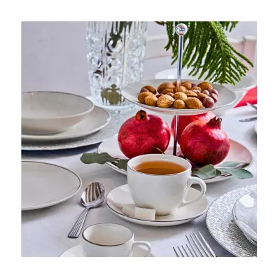 Set Šoljice za čaj i tanjirići Madison platinus MC085021801, 6 kom, Bijeli