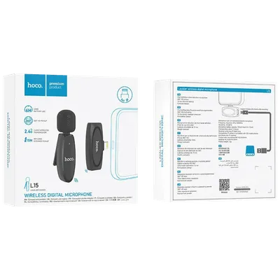 Hoco. Bežični mikrofon sa Lightning konetktorom L15 Crystal Lavalier iPhone, Crni