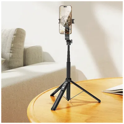 Hoco. Selfie stick K25, Sa bežičnim daljinskim upravljačem i stativom, Crni