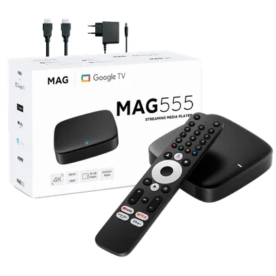 Mag Prijemnik IPTV za Stalker midlleware MAG 555, 4K HDR, Google TV, Crni