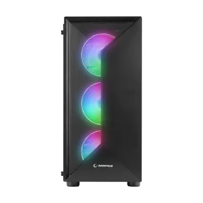 Kućište gaming RAMPAGE TRIANGLE, ATX, ventilatori 4x120mm, Auto RGB, staklo, Mid-Tower