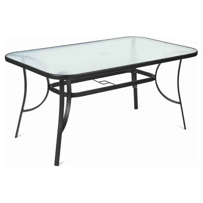 Fieldmann Vrtni metalni sto sa providnim staklom FDZN 5020, 150x90x71 cm, Crni