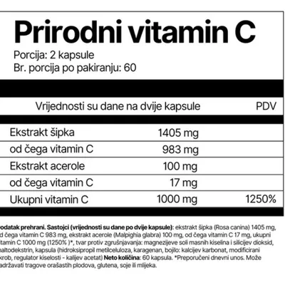 4Endurance Natural vit C, 60 kapi