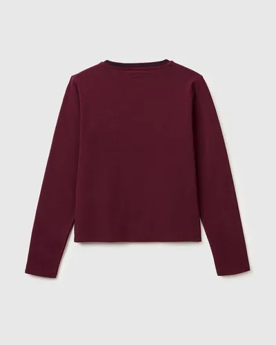 Benetton Ženska majica s V-izrezom 3ECMD4026-299-M, Bordo