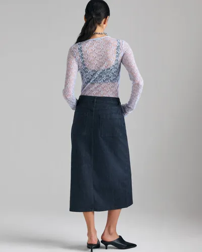 Benetton Ženska čipkasta majica s volanima 3QZYL108L-20N-S, Plava