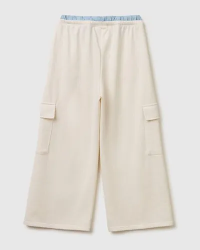 Benetton Ženske cargo pantalone 36EKCF06XG-00E-M, Bijele