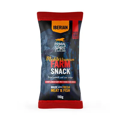 Primal Spirit Poslastice za pse Snacks Mediteraran Farm, Friško meso i riba, 110 gr