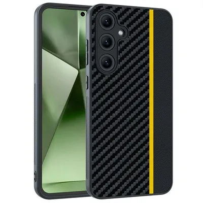 Maska za mobitel Samsung Galaxy S25 Carbon Fiber Texture, Crno-žuta