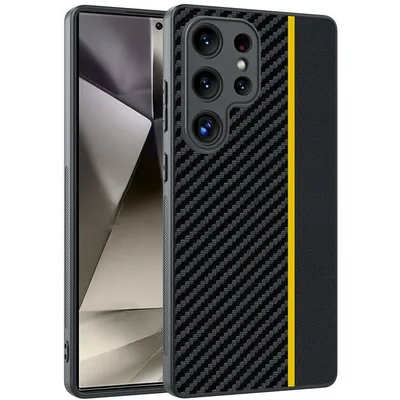 Maska za mobitel Samsung Galaxy S25 Carbon Fiber Texture Ultra, Crno-žuta