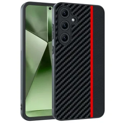 Maska za mobitel Samsung Galaxy S25 Carbon Fiber Texture, Crno-crvena