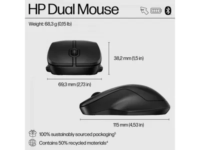 HP miš 8R3U1UT 255, dvostruki bežični