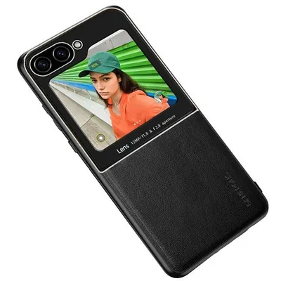 Leather Maska za mobitel Samsung Galaxy Z Flip6 5G, Crna