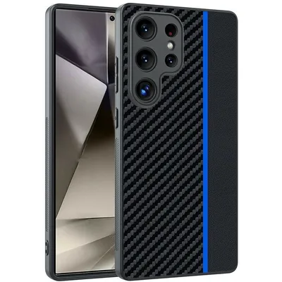 Maska za mobitel Samsung Galaxy S25 Carbon Fiber Texture Ultra, Crno-plava